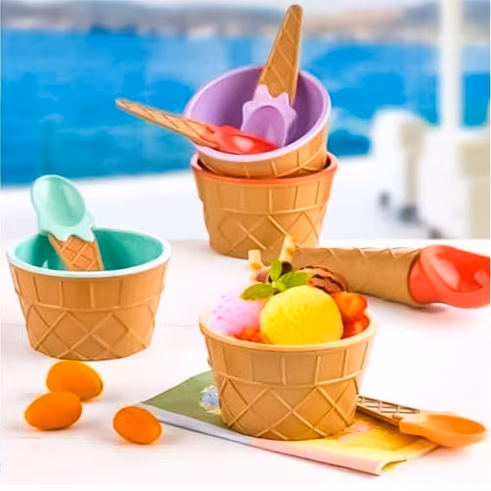 بستنی خوری 9تکه رنگی 