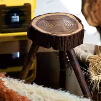 سه پایه روستیک دکوری چوب خوش نقش سنجدلب طلایی