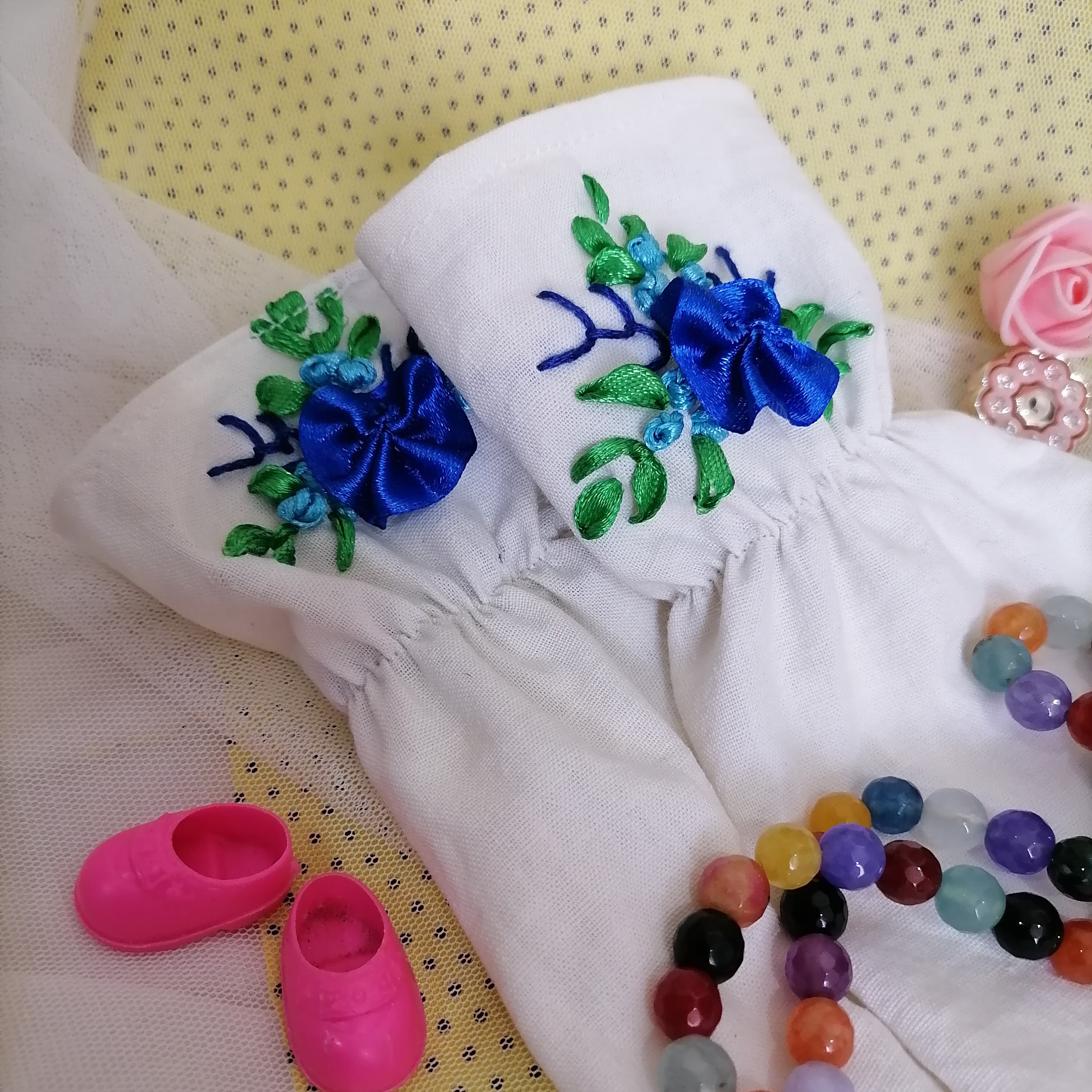 ساق دست ربان دوزی شده طرح گل ختمی(سفارشی)