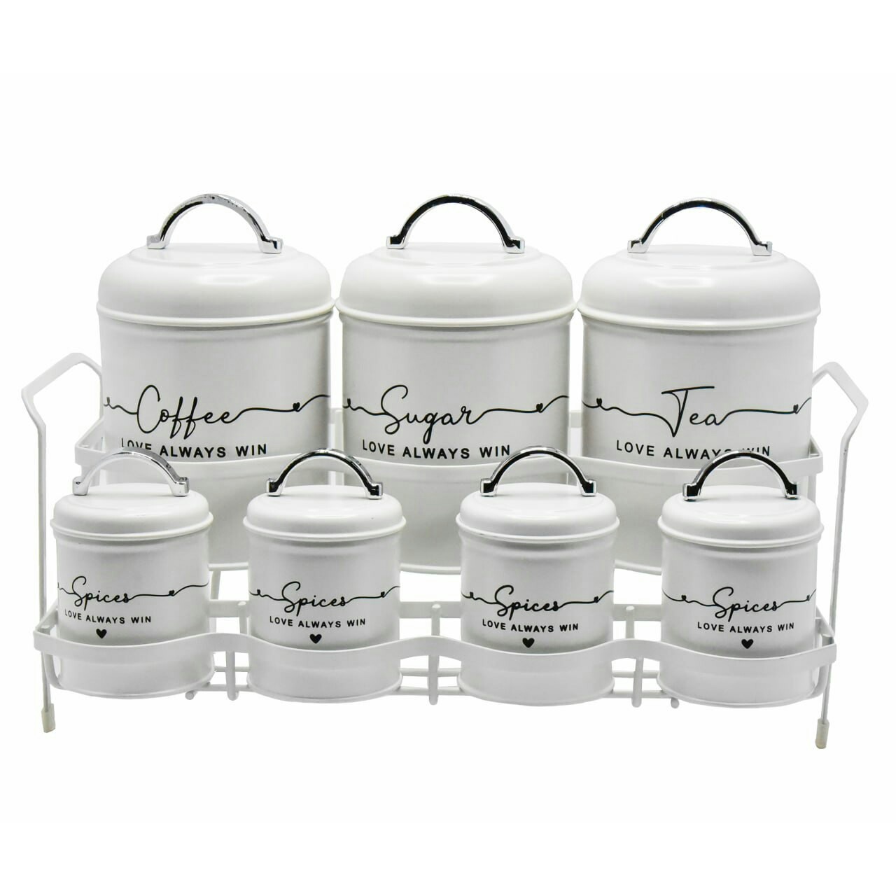 ست پاسماوری فلزی 8پارچه B.V.K مدل (LOVE) سفید با نوشته ای مشکی 815616 