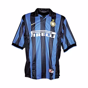 پیراهن آستین کوتاه نوستالژی اینتر میلان فصل 1999 رنگ آبی مشکی - کیت اول