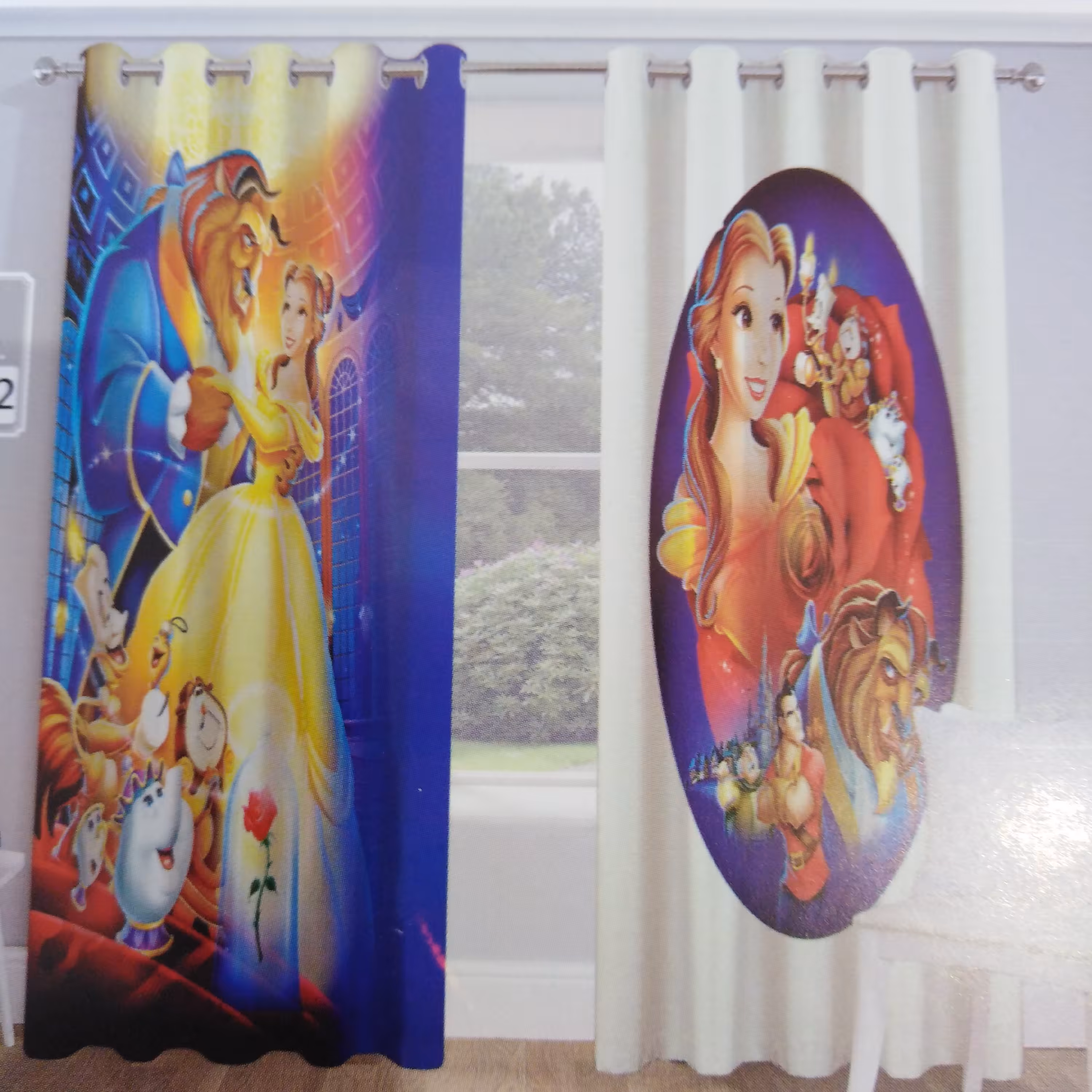 پرده پانچ پنلی سه بعدی طرح دیو و دلبر