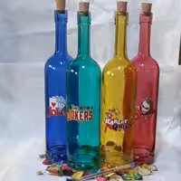 بطری ماریا با طرح جوکر و درب چوب پنبه در 5 رنگ با کیفیت و زیبا..حجم یک لیتر
