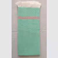 حوله دستباف دست و صورت ساده سبز پسته ای با حاشیه های صورتی