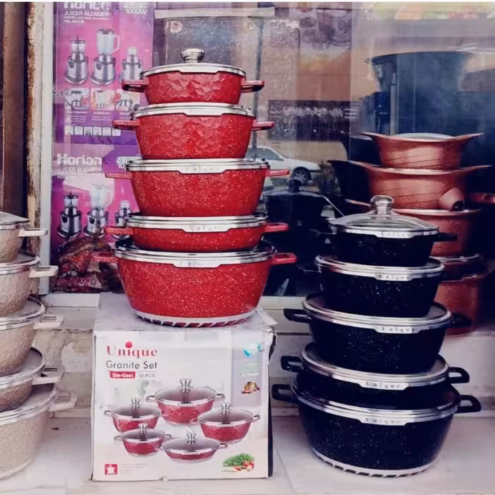 سرویس قابلمه 10پارچه یونیک گرانیتی مدل زنبوری 