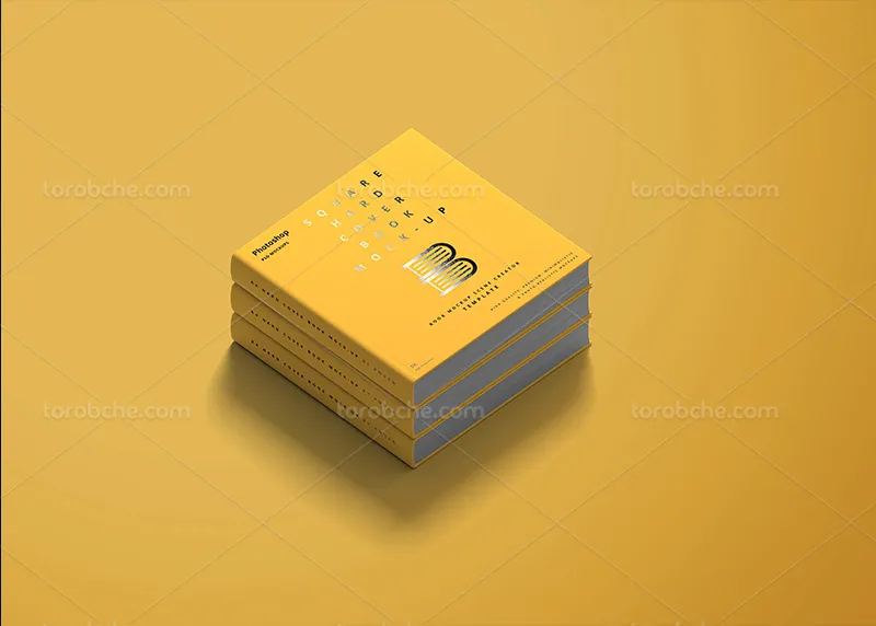 موکاپ لایه باز کتاب مربعی با جلد سخت | گرافیک با طعم تربچه