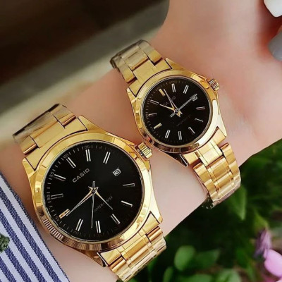 ساعت ست کاسیو طلایی صفحه مشکی