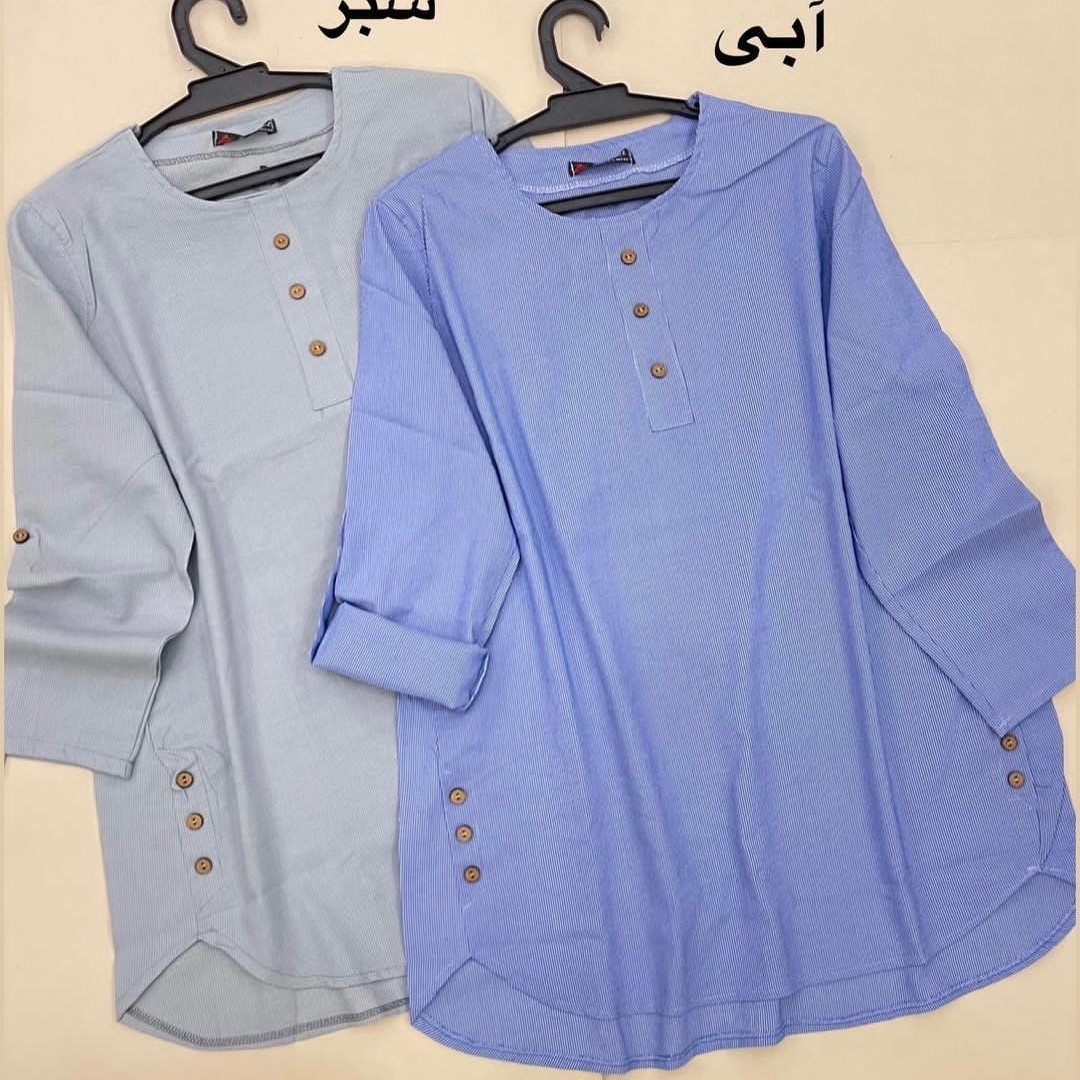 مانتو زنانه مانتو دخترانه شومیز مانتویی تونیک دکمه چوبی جنس لینن آکسفورد فری سایز - فروشگاه پوشاک زنانه آپارل