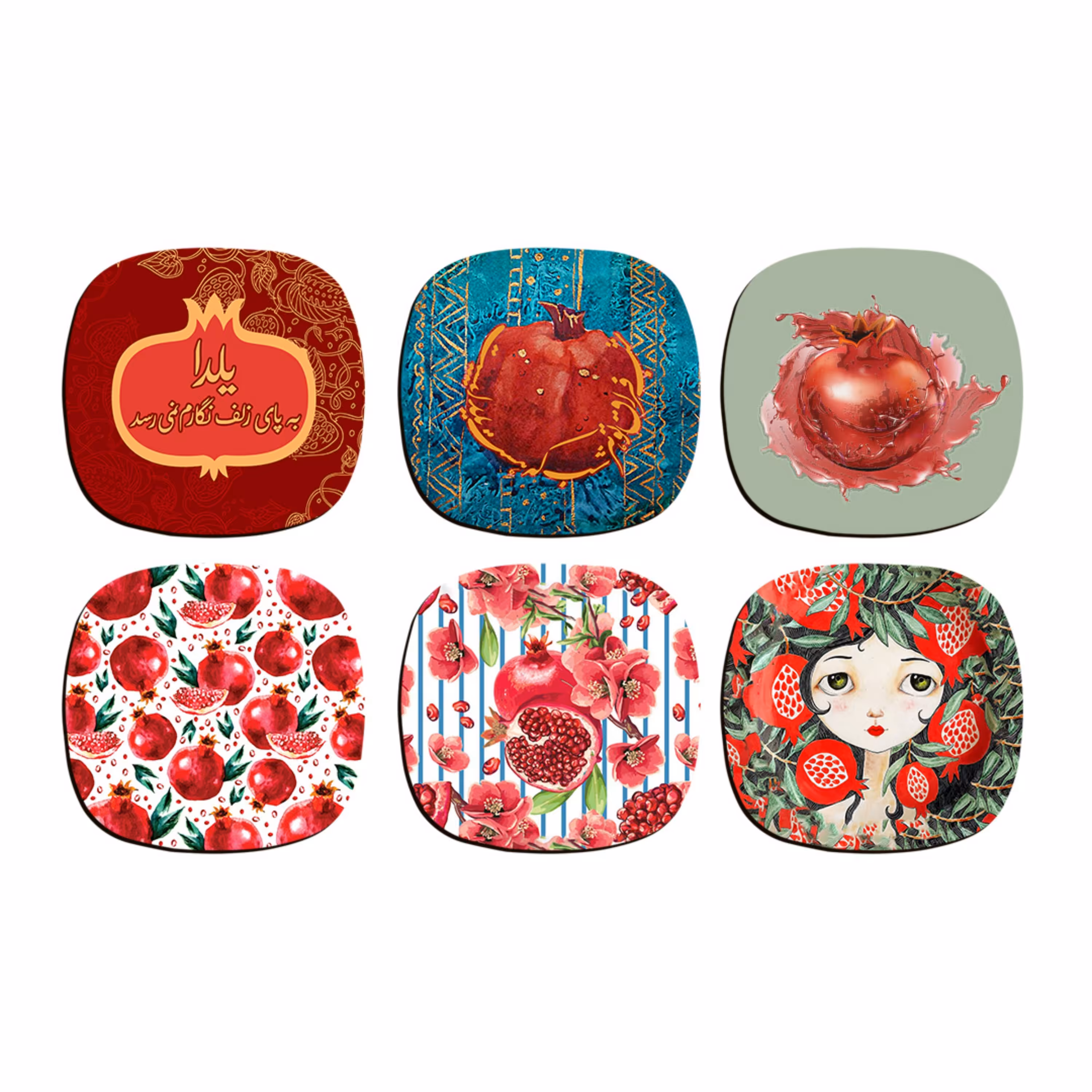 زیرلیوانی یلدا شش عددی چوبی کد 5