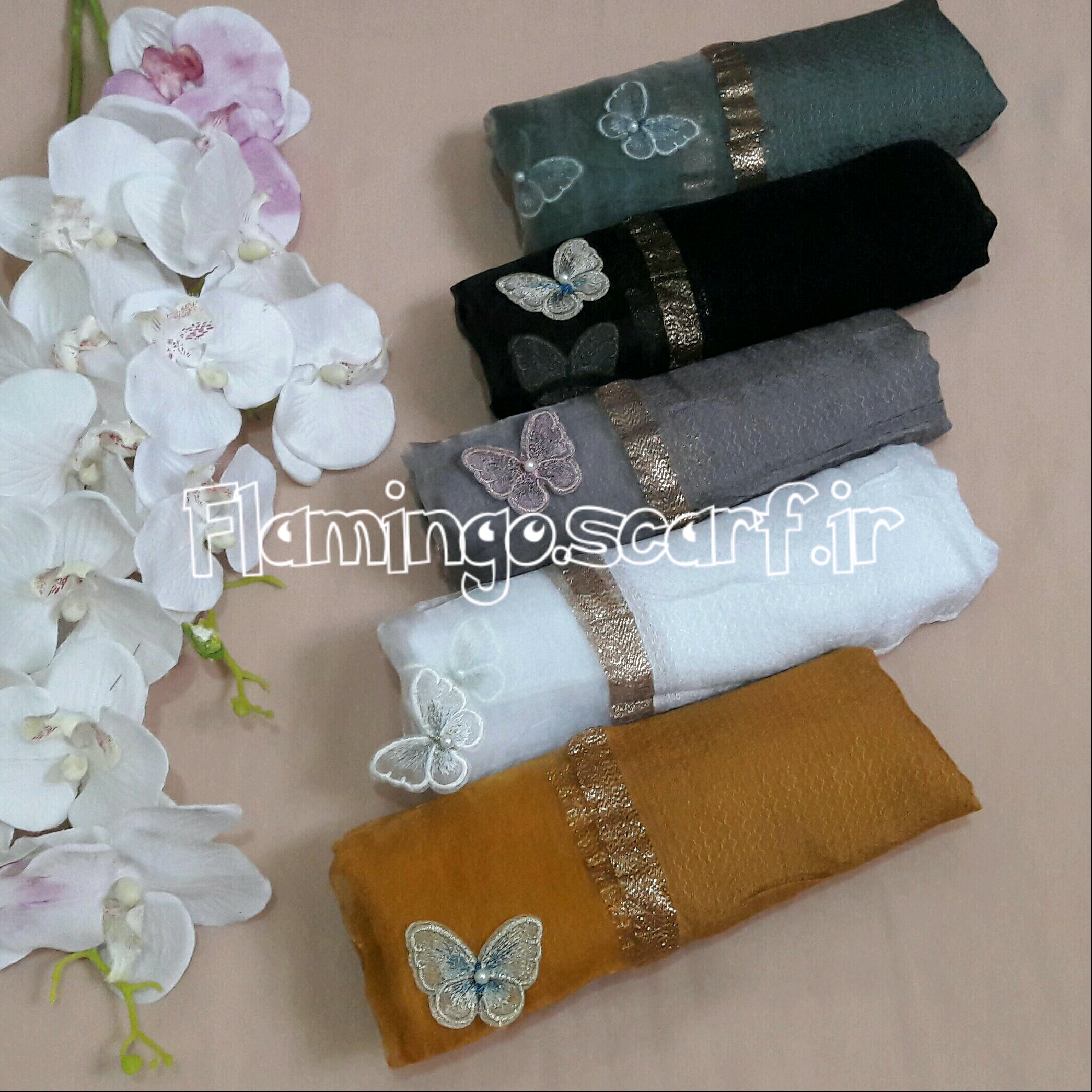 شال ویسکوز مزونی پروانه ای