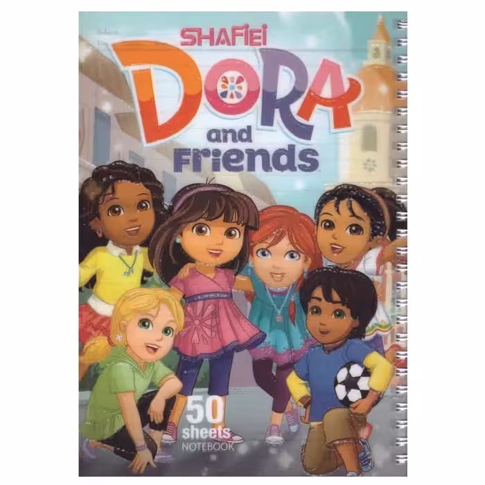 دفتر  مشق 50 برگ فانتزی طلقی فنر دوبل یووی اکلیلی برجسته شفیعی  طرح دورا کد 36 