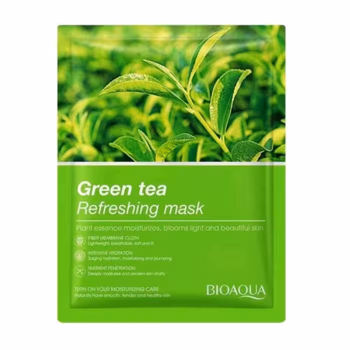 ماسک ورقه ایی چای سبز  با قدرت جوانسازی پوست بیوآکوا