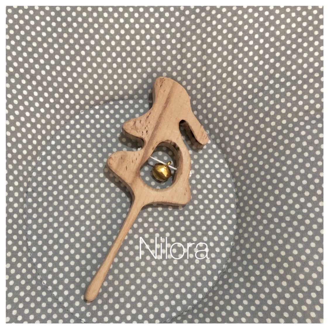 جغجغه چوبی دسته دار طرح خرگوش