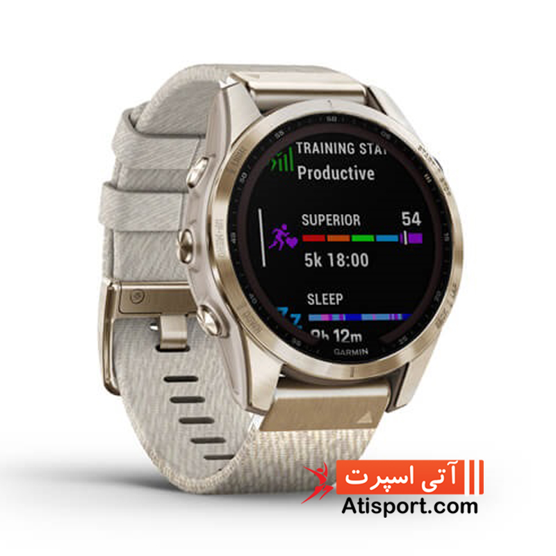 ساعت مالتی اسپرت گارمین fenix 7S Sapphire Solar Cream Gold کد 253939