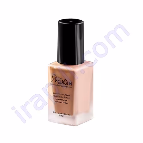 ضد آفتاب کرم پودری رنگی بژ خیلی روشن مناسب پوست چرب SPF40 مدیسان 30 میلی لیتر شیشه ای