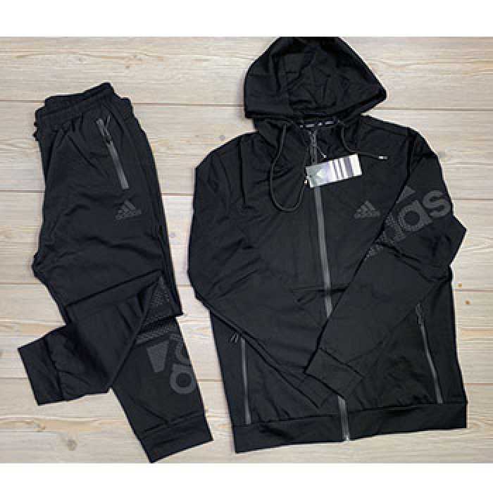 ست ورزشی آدیداس مشکی کلاه دار