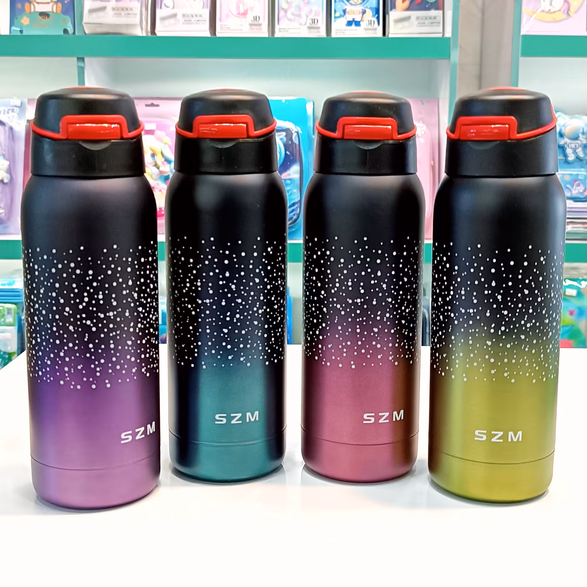 قمقمه استیل فانتزی نی دار همراهی با بند - قمقمه فانتزی - قمقمه نی دار- قمقمه آب - 