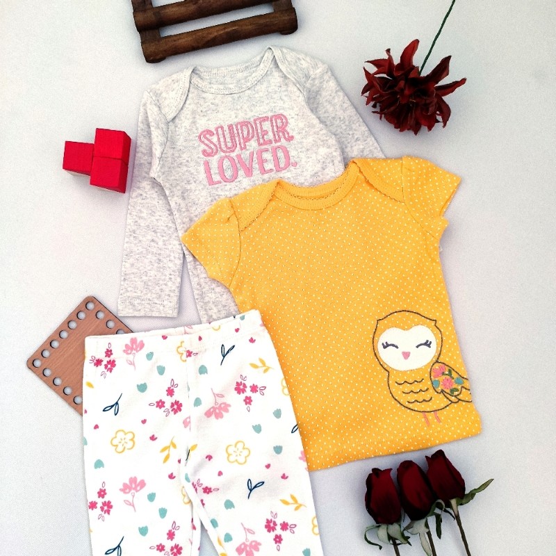 بلوز،بادی و شلوار --جنس نخ پنبه-سایز3ماه الی 24 ماه