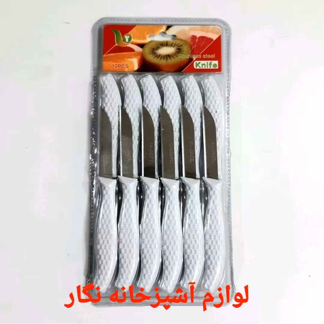 کاردمیوه خوری 12عددی طرح حصیری چاقومیوه خوری کارد چاقو میوه 