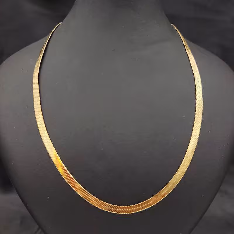 زنجیر ماری پهن 60 سانتی طلایی استیل مناسب بانوان و آقایان 