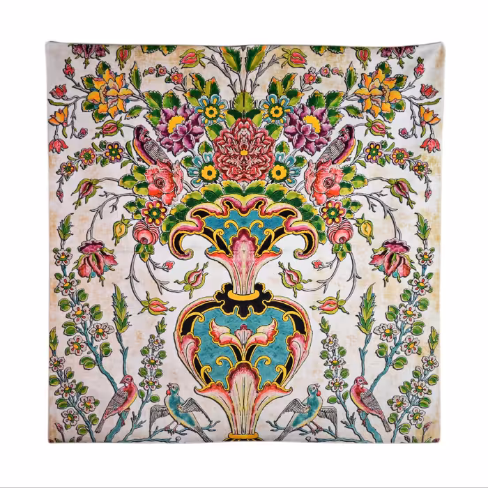 رومیزی مدل مخمل طرح گل و مرغ کد 137
