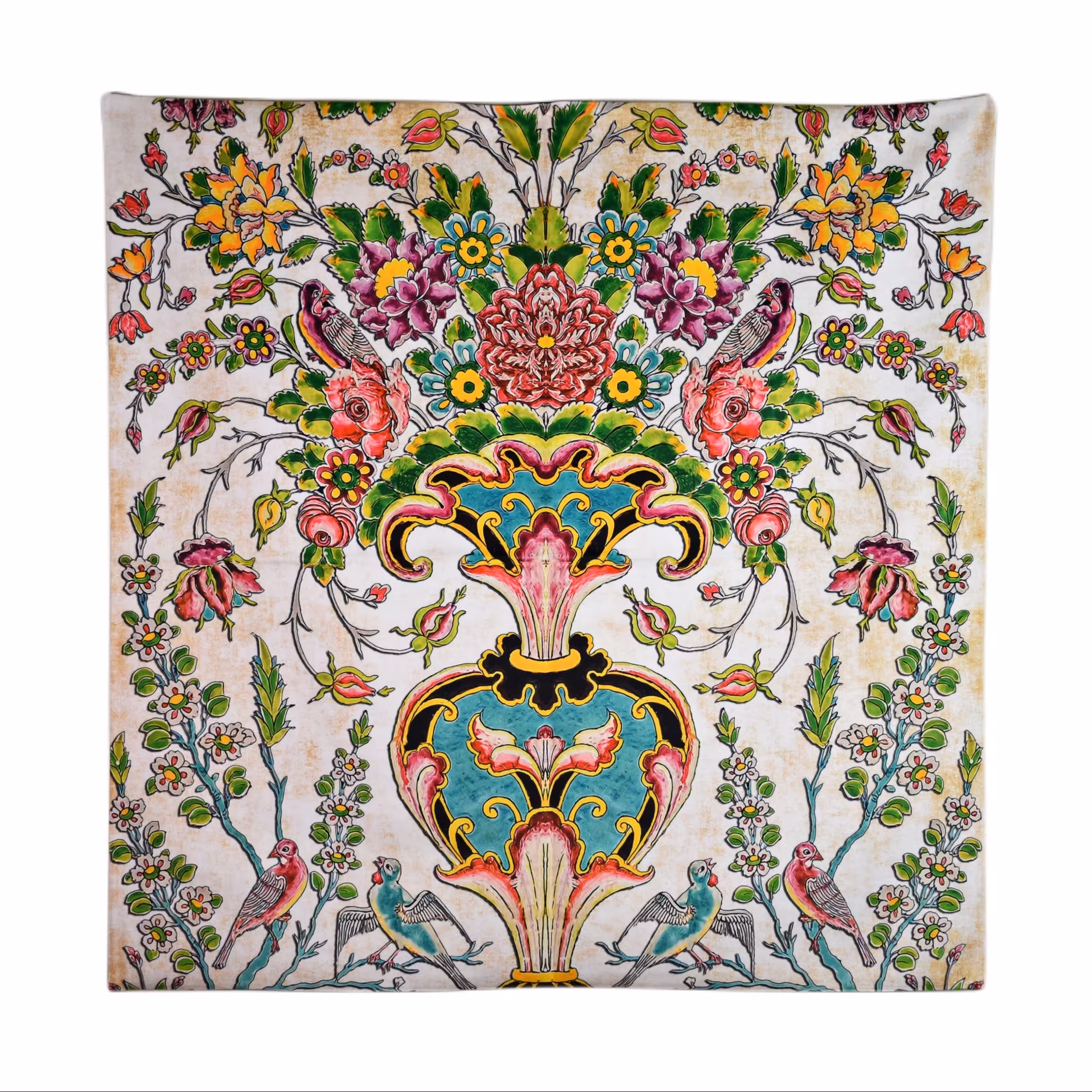 رومیزی مدل مخمل طرح گل و مرغ کد 137
