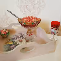 سینی چوبی دسته دار مربعی شکل پتینه شده و با نقش گل  