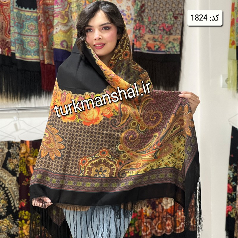 روسری ترکمن ابریشمی (ایتالیایی) کد 1824