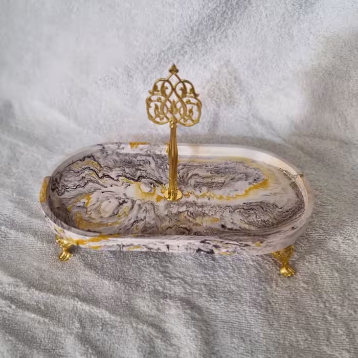 دیس شیرینی خوری پایه دار و دسته دار 23 سانتی