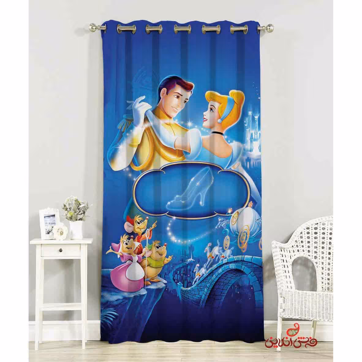 پرده 2عددی کودک طرح سیندرلا کد 2054