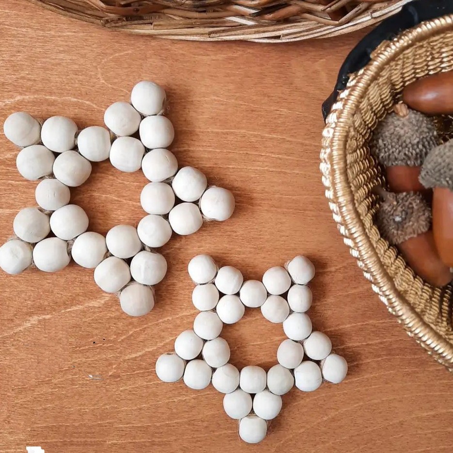 آویز ستاره چوبی دکوراتیو 