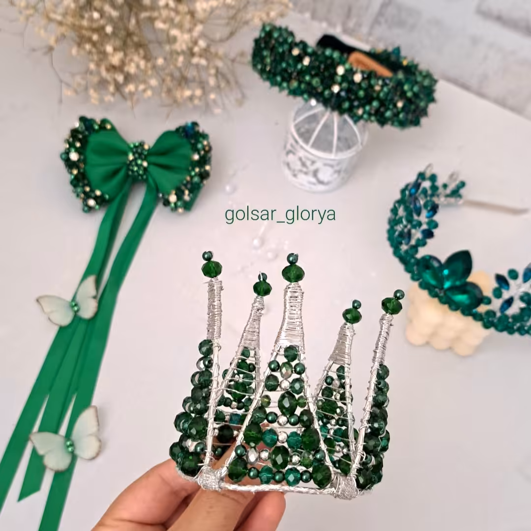 ست سبز جواهردوزی قشنگمون برای دختر و مامان ها