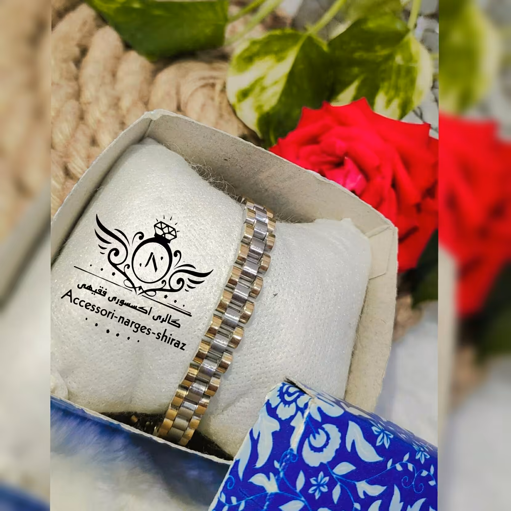 دستبند دورنگ رولکس استیل رنگ ثابت 