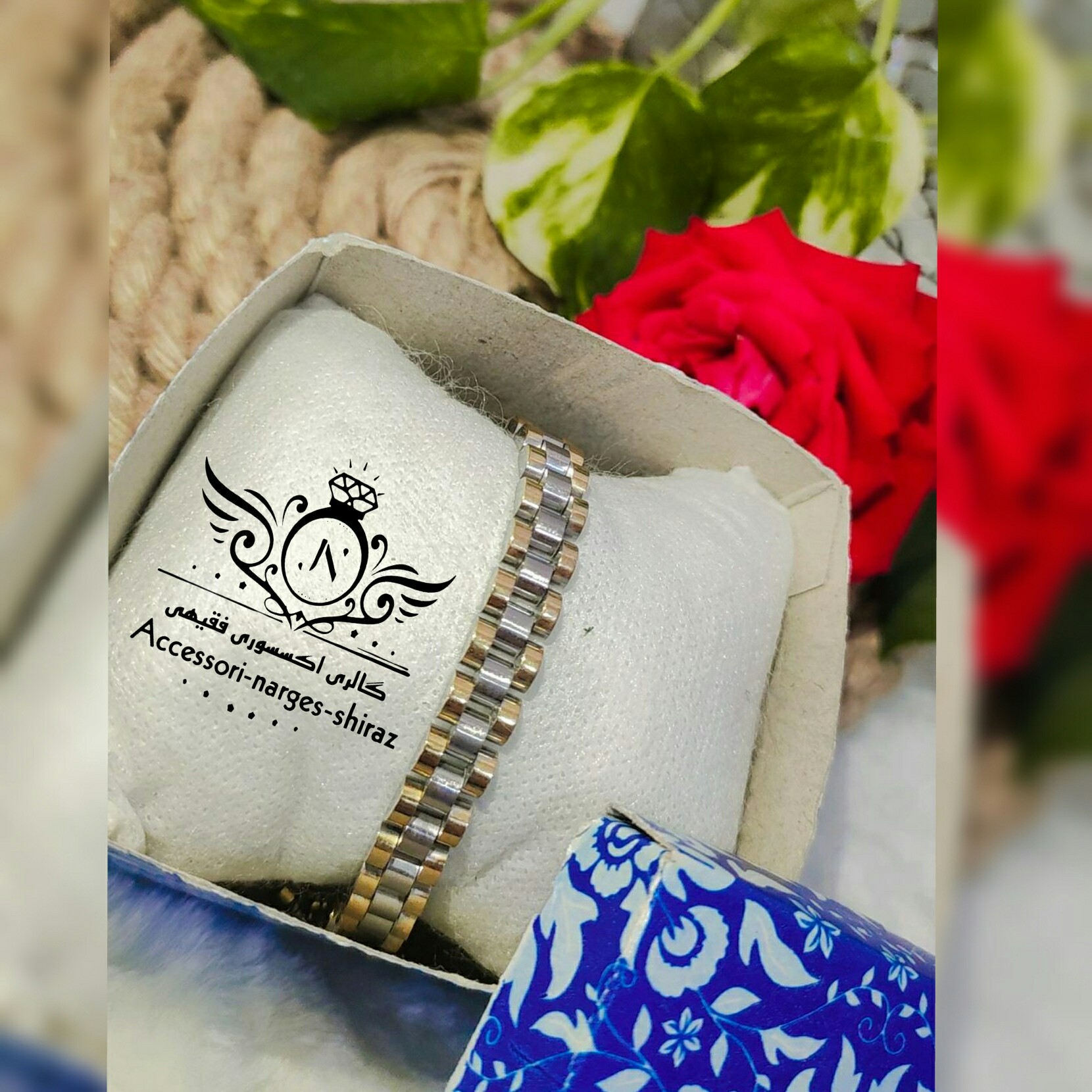 دستبند دورنگ رولکس استیل رنگ ثابت 