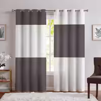 پرده پانچی طوسی سفید طرح ساده SA-925
