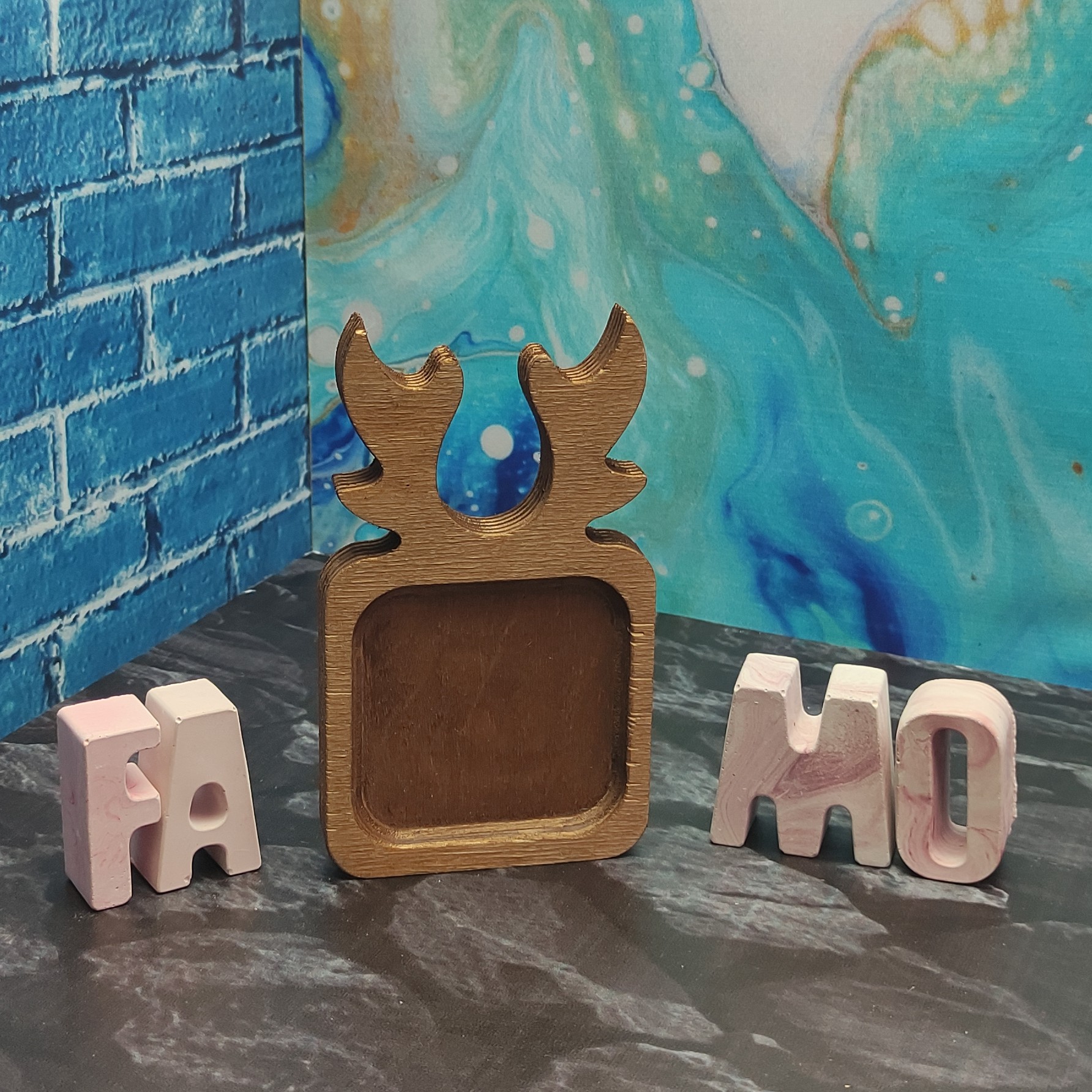 زیرلیوانی چوبی طرح شاخ گوزن مدل مربع چوب لیرد قابل شستشو