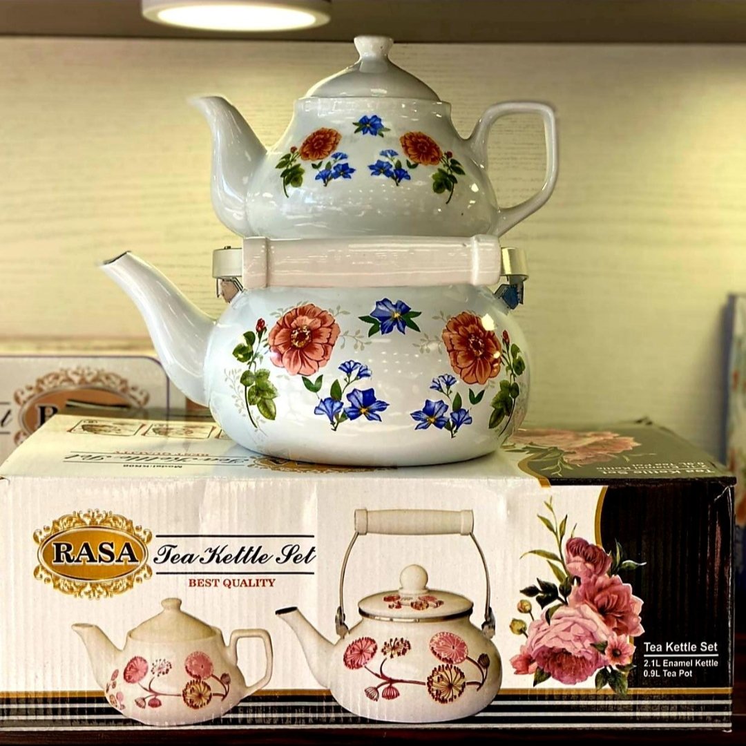 کتری و قوری روهمی   کتری لعابی دسته سرامیک