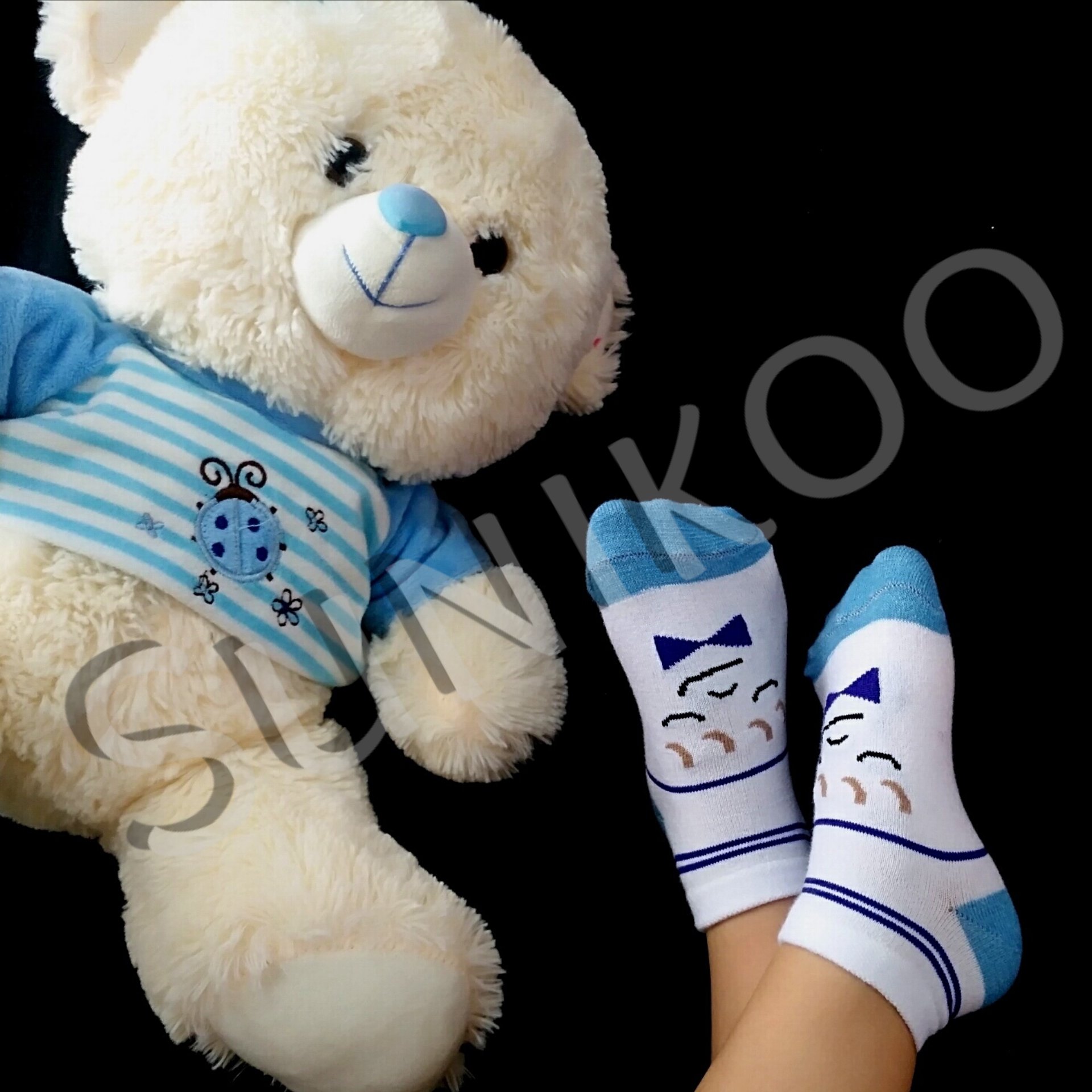 جوراب بچه گانه طرح صورت 4 ساله صورتی