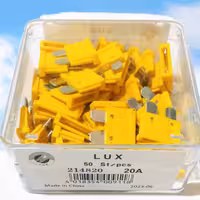 فیوز 2پایه 20 آمپر،12 ولت،جنس لاکی،پَک 50 عددی،برند لوکس.