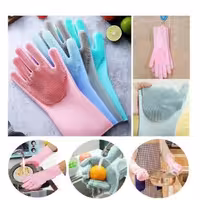دستکش ظرفشویی سیلیکونی اسکاج دار درجه یک 2 عددی
