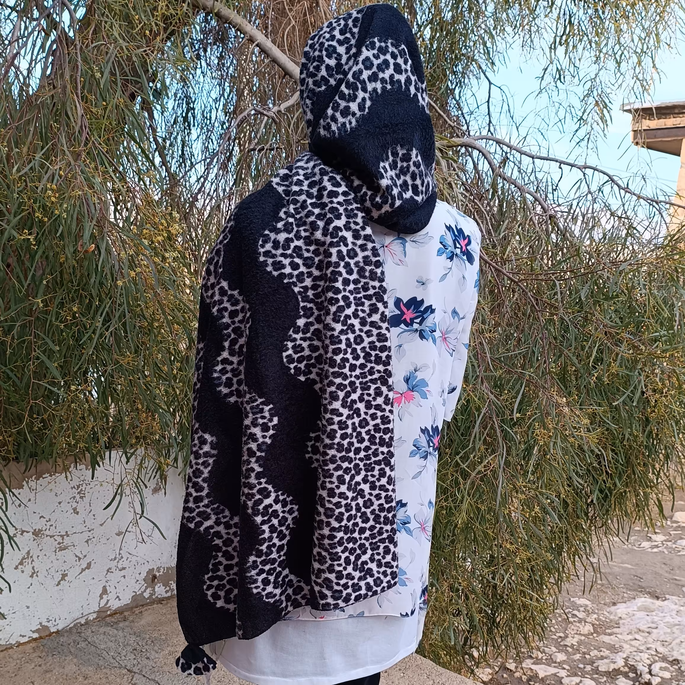 شال موهرمخمل، پلنگی،  سایز، 70*200