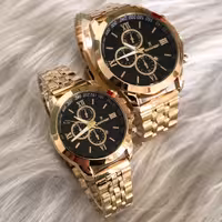 ست ساعت زنانه ومردانه رومانسون بند استیل طلایی