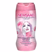 دستمال مرطوب کننده پاک کننده آرایش مخصوص انواع پوست نیوساد  بسته 64 عددی