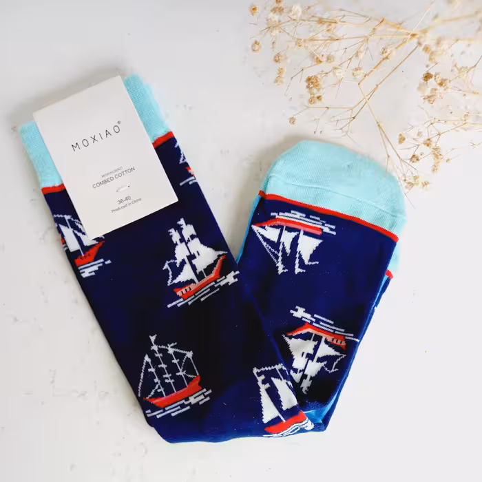 جوراب ساق دار دخترانه و زنانه طرح قایق