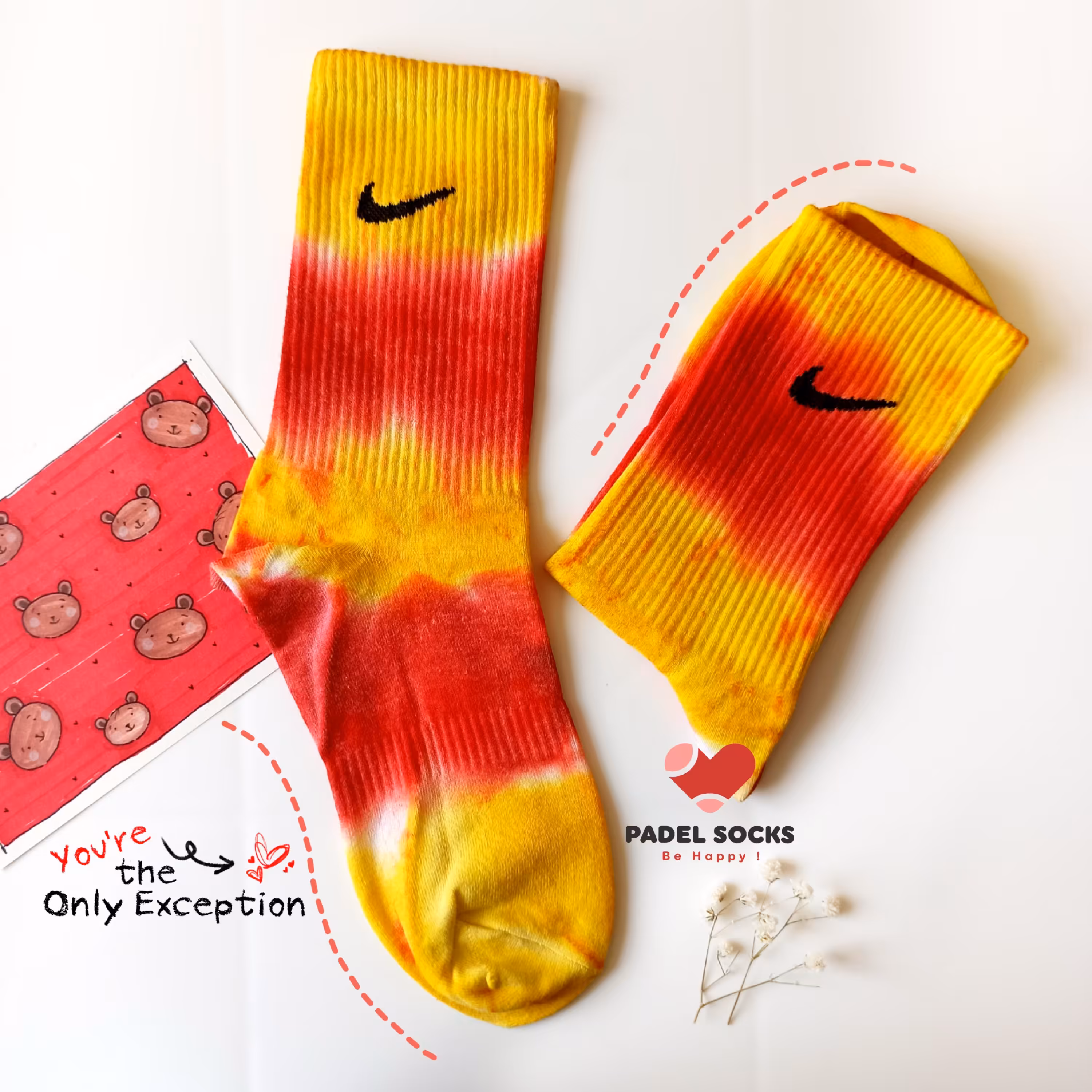 جوراب ساقدار سوپر پنبه و آنتی باکتریال کش انگلیسی تای دای زرد