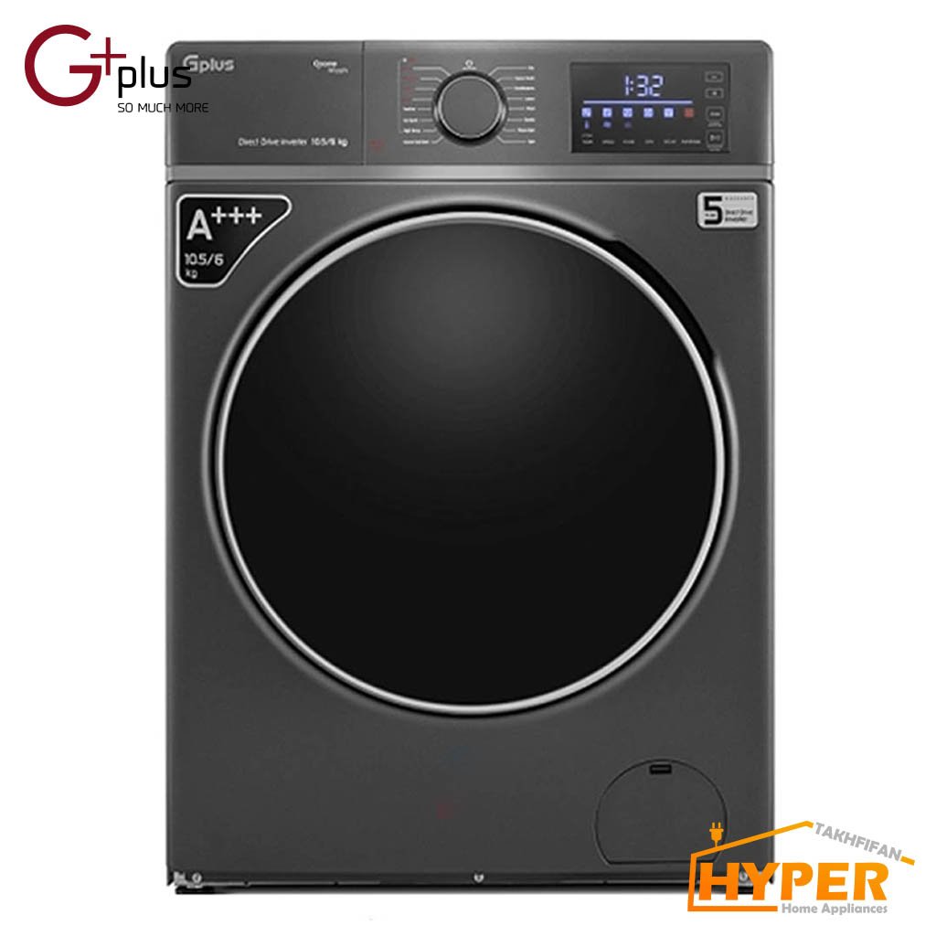 ماشین لباسشویی جی پلاس GWM-PD107BS تیتانیوم 10.5 کیلویی