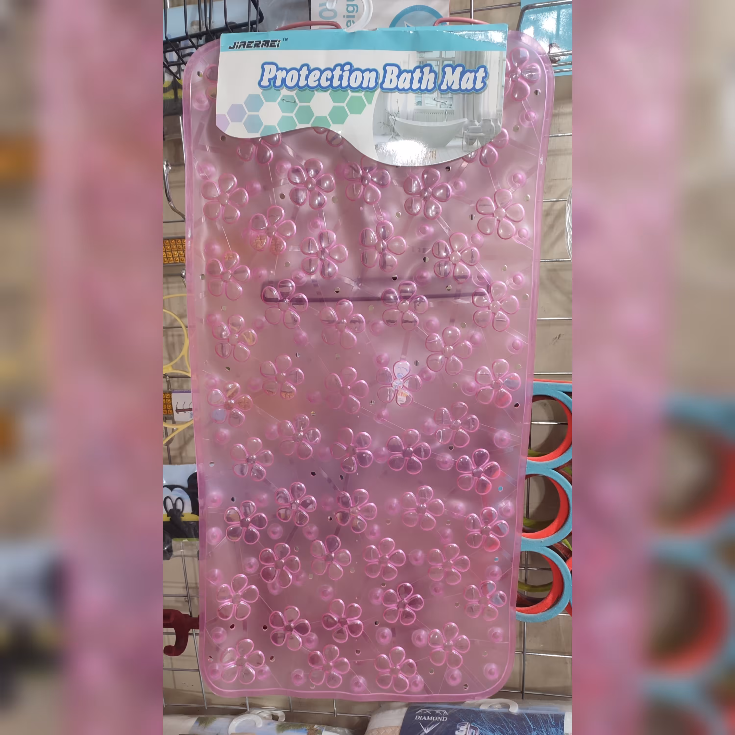 زیردوشی مستطیل گل شیشه ای رنگ صورتی 