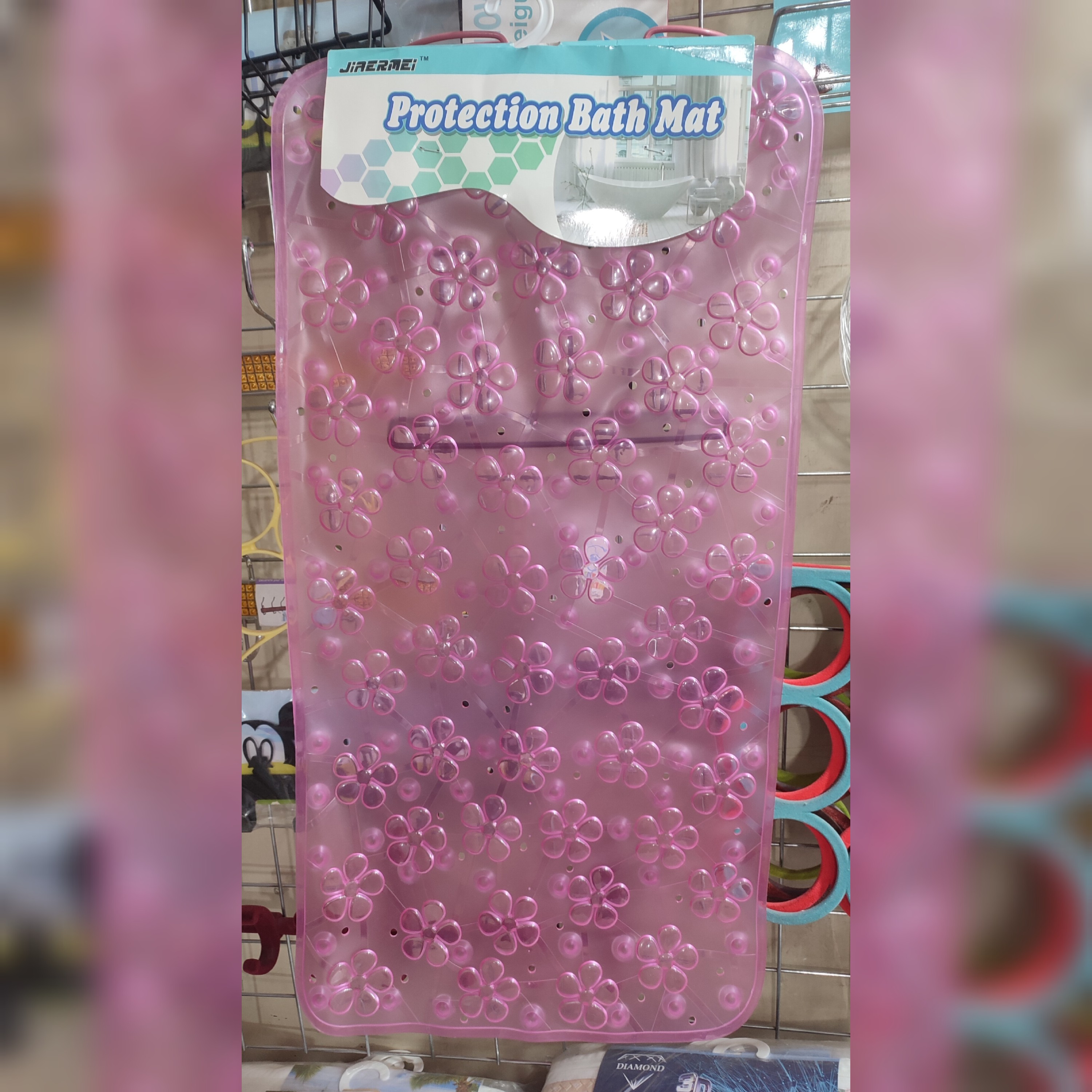 زیردوشی مستطیل گل شیشه ای رنگ صورتی 