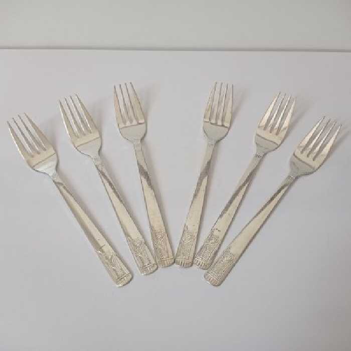 سرویس 6 عددی چنگال مسی قلع شده طرح هخامنش