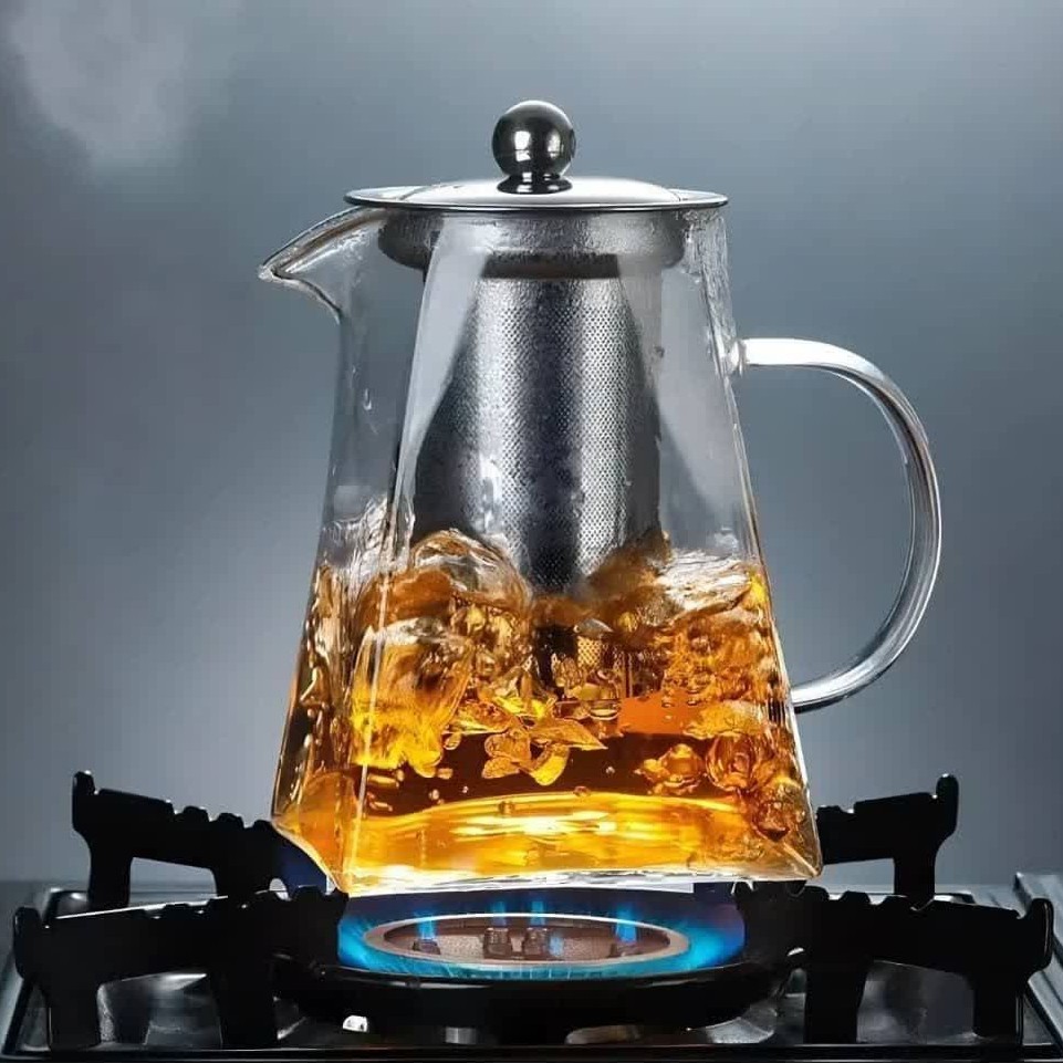 قوری مربع پیرکس 450 میلی لیتر با صافی استیل